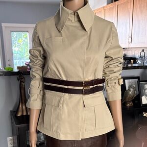 Suhwa Women's Beige Leather Belted Trench Coat (size S)
